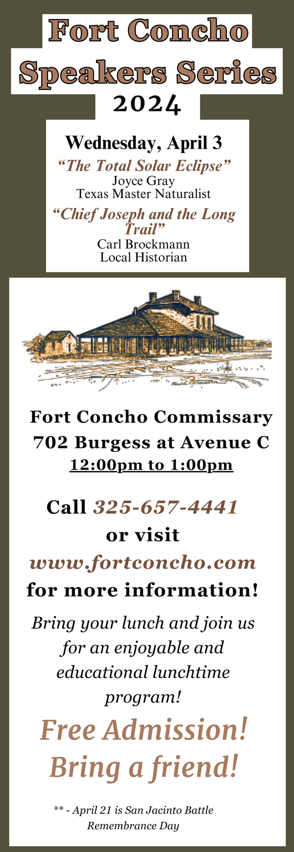 Fort Concho Speaker Series Total Eclipse 2024